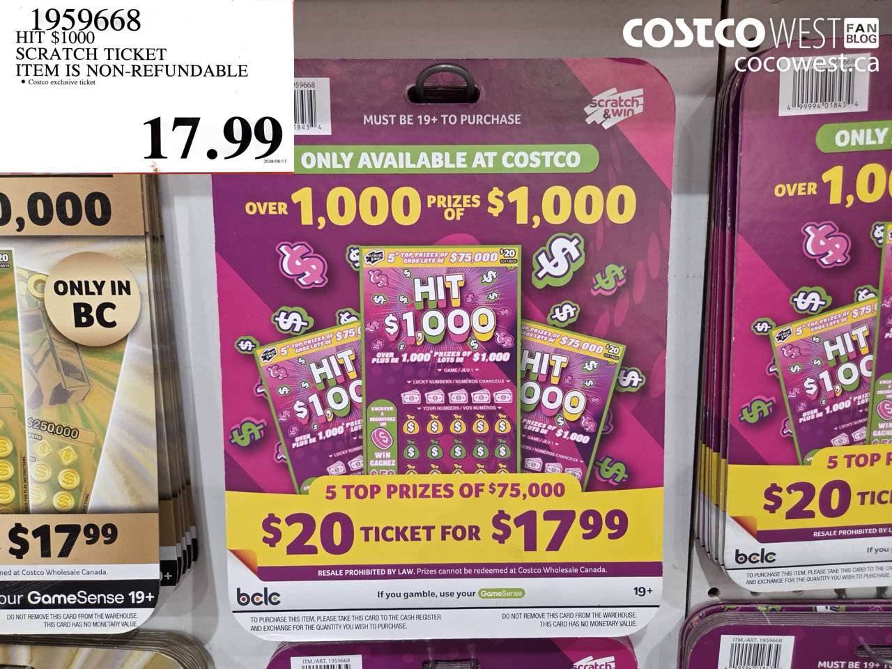 1959668 HIT $1000 SCRATCH TICKET ITEM IS NON-REFUNDABLE $17.99