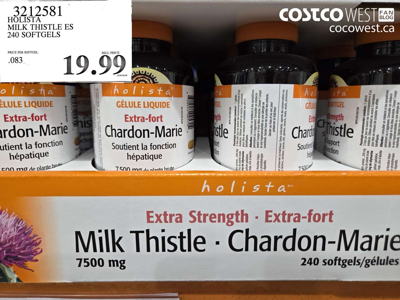 3212581 HOLISTA MILK THISTLE ES 240 SOFTGELS $19.99