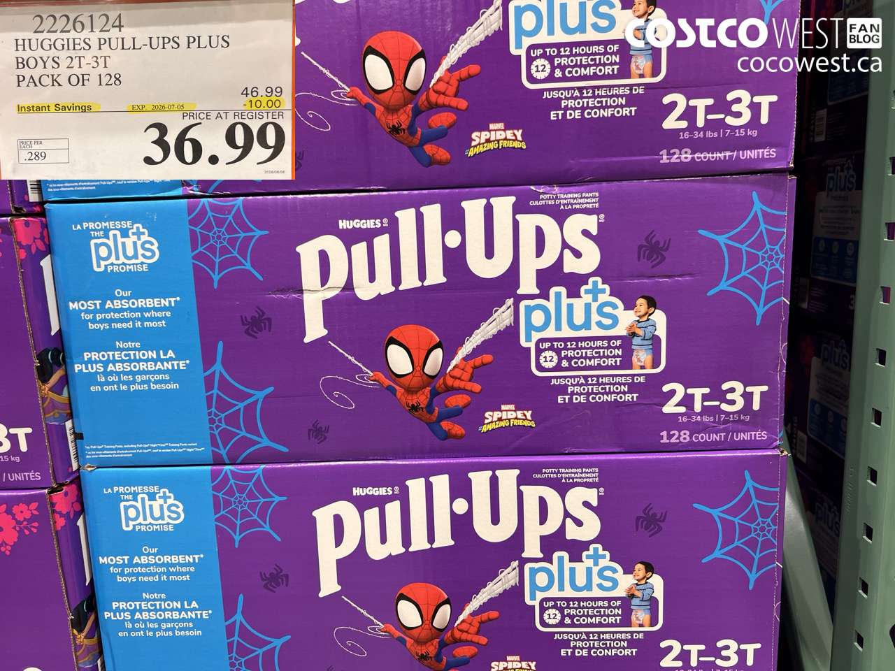 2226124 HUGGIES PULL-UPS PLUS BOYS 2T-3T PACK OF 128 ($10.00 INSTANT SAVINGS EXPIRES ON 2026-07-05) $36.99