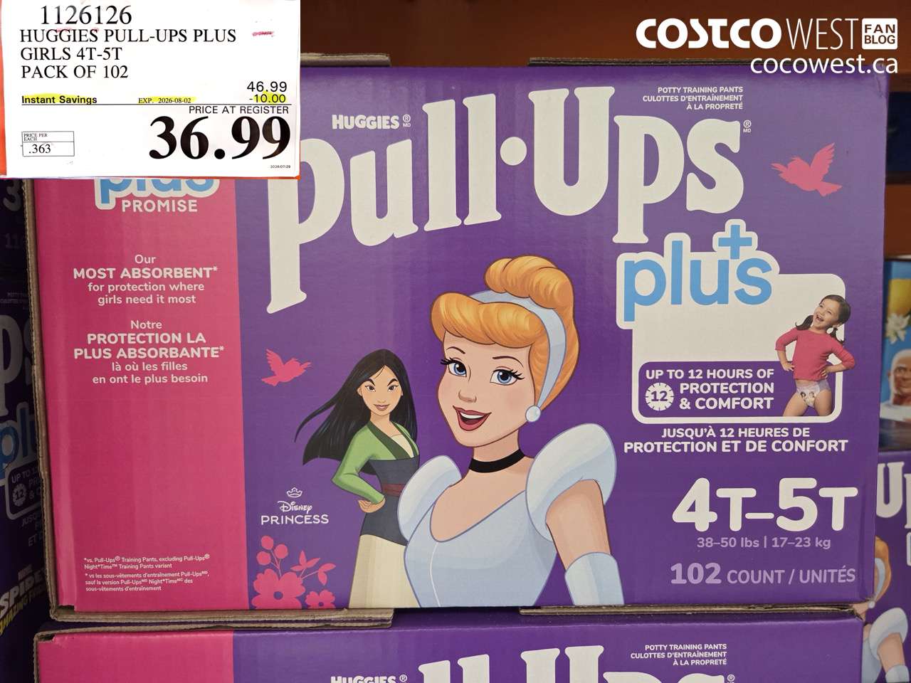 1126126 HUGGIES PULL-UPS PLUS GIRLS 4T-5T PACK OF 102 ($10.00 INSTANT SAVINGS EXPIRES ON 2026-08-02) $36.99