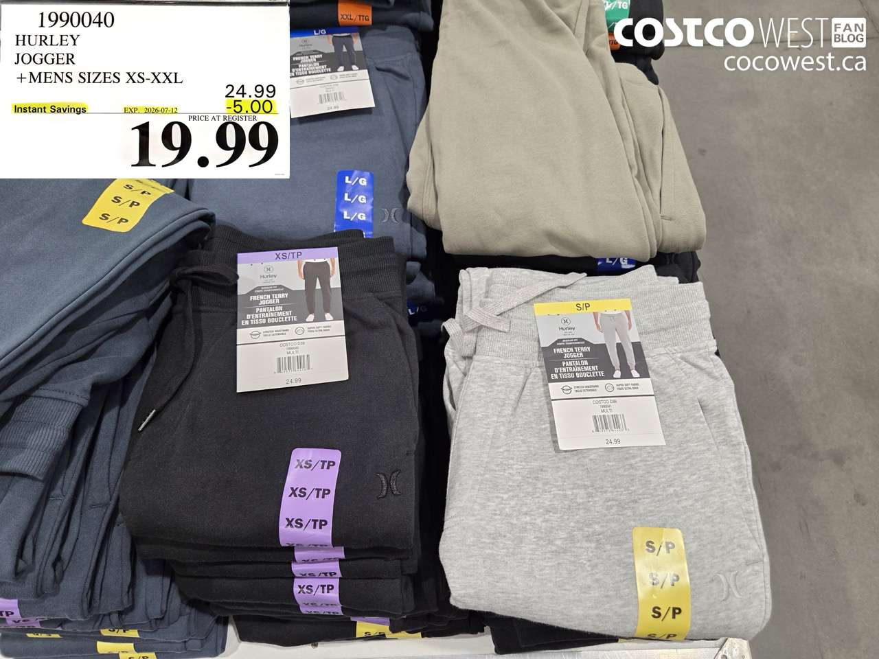 1990040 HURLEY JOGGER MENS SIZES XS-XXL ($5.00 INSTANT SAVINGS EXPIRES ON 2026-07-12) $19.99