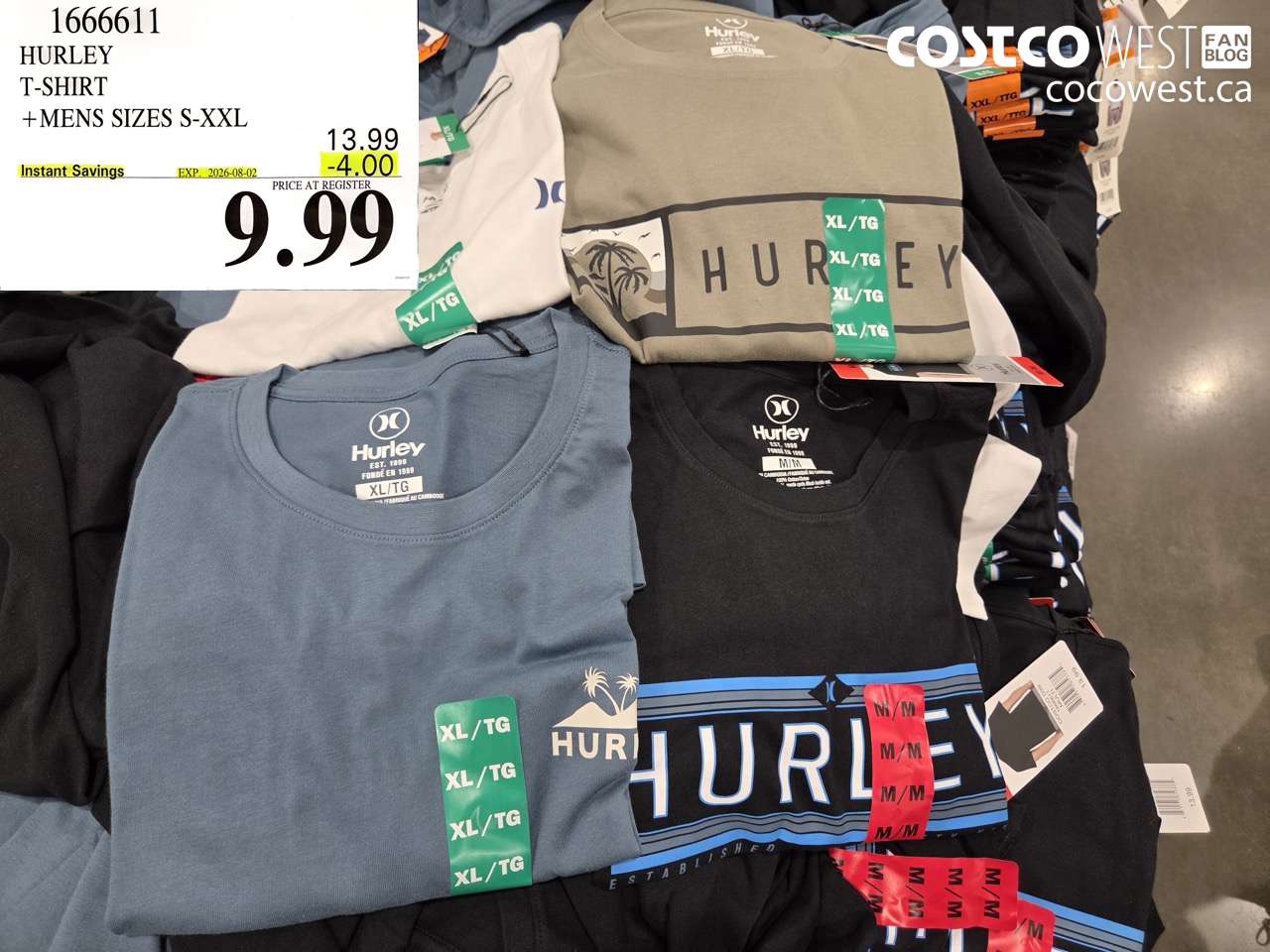 1666611 HURLEY T-SHIRT MENS SIZES S-XXL ($4.00 INSTANT SAVINGS EXPIRES ON 2026-08-02) $9.99