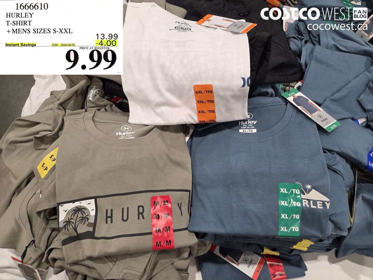 1666610 HURLEY T-SHIRT + MENS SIZES S-XXL ($4.00 INSTANT SAVINGS EXPIRES ON 2026-08-02) $9.99