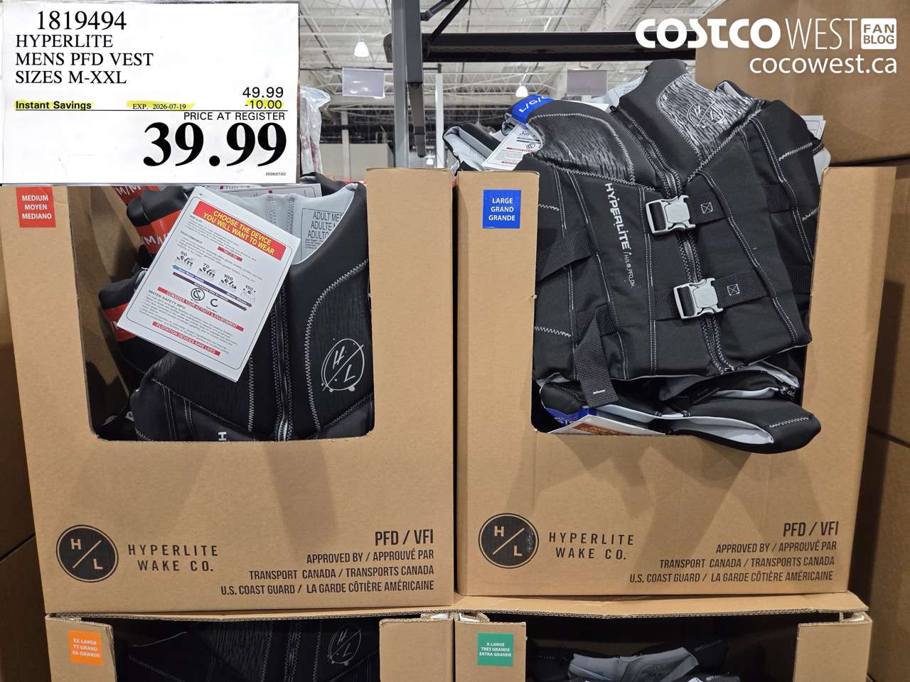 1819494 HYPERLITE MENS PFD VEST SIZES M-XXL ($10.00 INSTANT SAVINGS EXPIRES ON 2026-07-19) $39.99