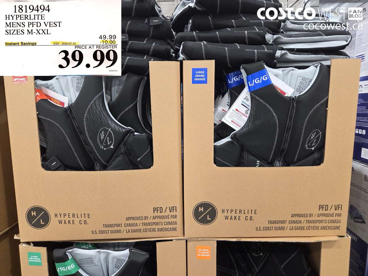 1819494 HYPERLITE MENS PFD VEST SIZES M-XXL ($10.00 INSTANT SAVINGS EXPIRES ON 2026-07-19) $39.99