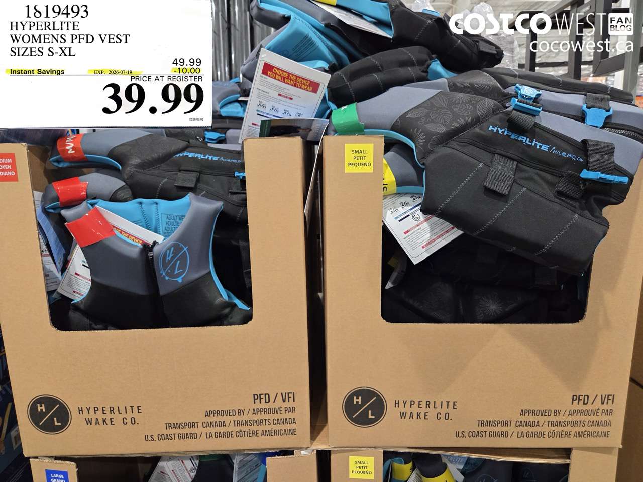 1819493 HYPERLITE WOMENS PFD VEST SIZES S-XL ($10.00 INSTANT SAVINGS EXPIRES ON 2026-07-19) $39.99