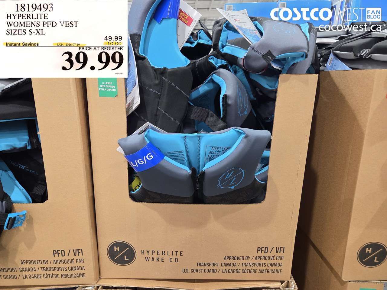 1819493 HYPERLITE WOMENS PFD VEST SIZES S-XL ($10.00 INSTANT SAVINGS EXPIRES ON 2026-07-19) $39.99