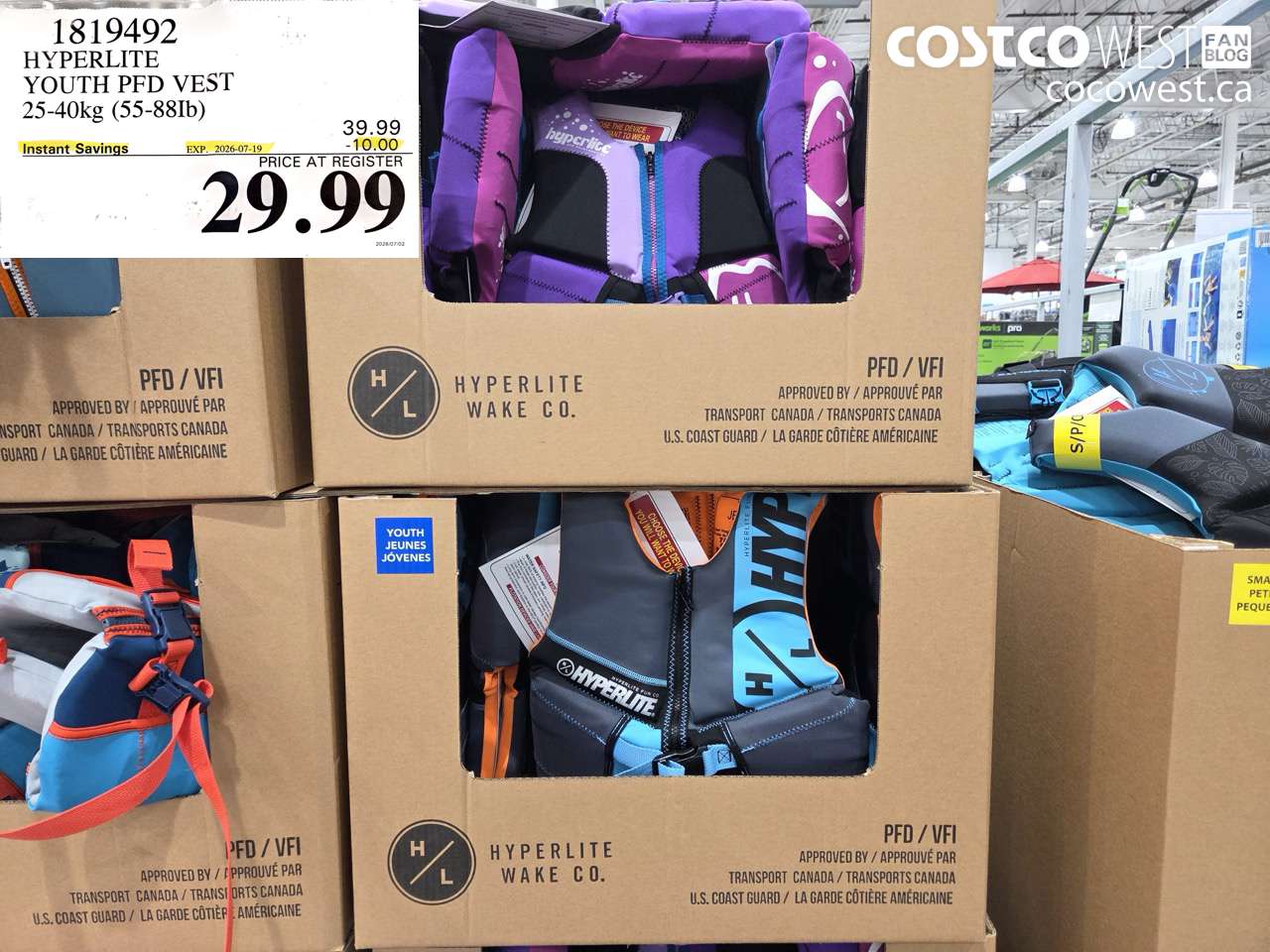 1819492 HYPERLITE YOUTH PFD VEST 25-40KG (55-88LB) ($10.00 INSTANT SAVINGS EXPIRES ON 2026-07-19) $29.99