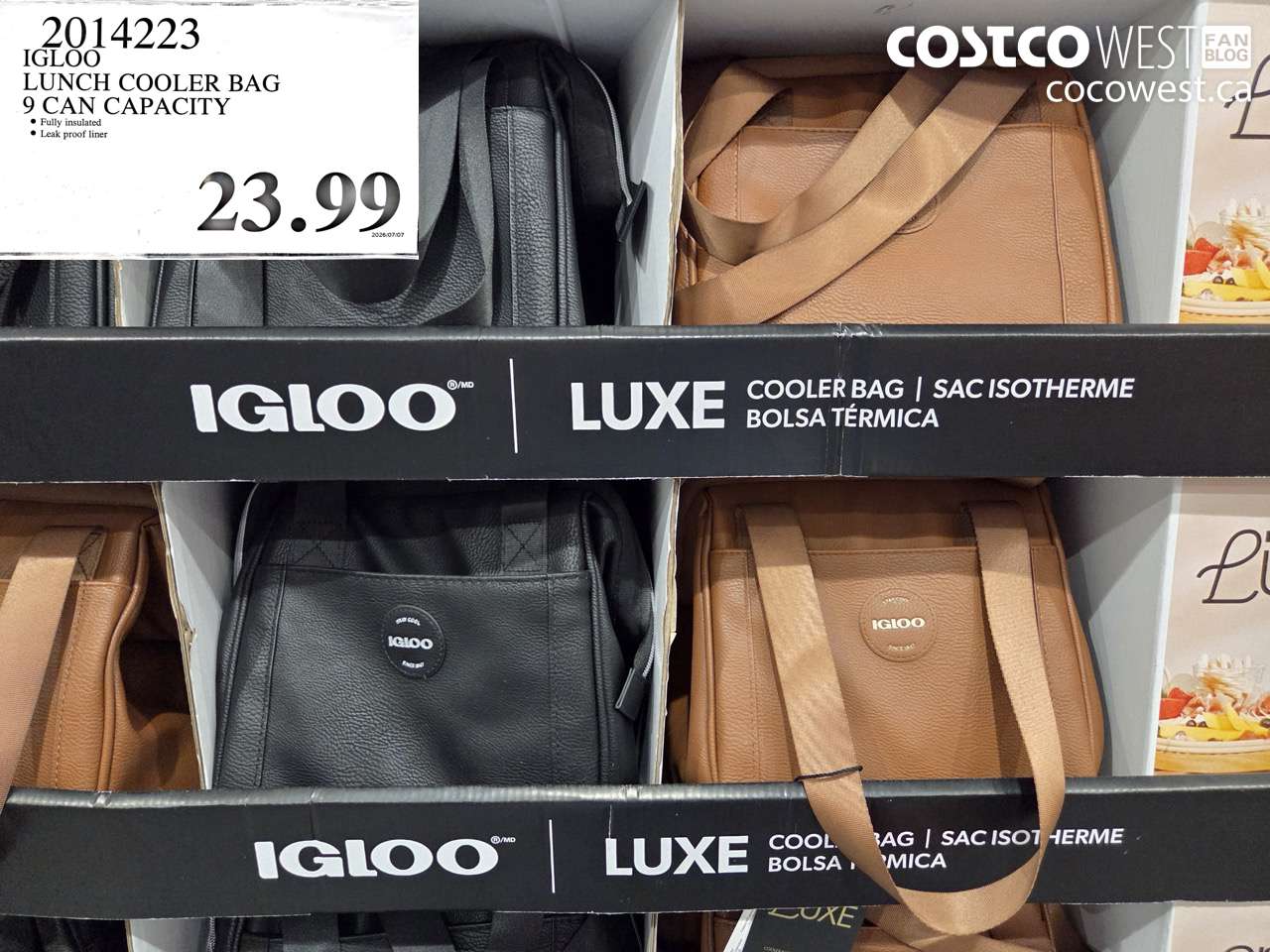 2014223 IGLOO LUNCH COOLER BAG 9 CAN CAPACITY $23.99
