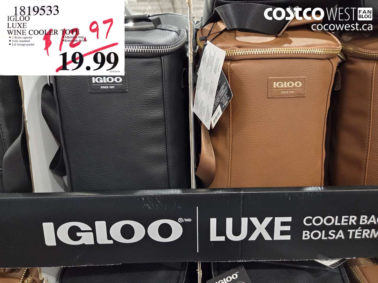 1819533 IGLOO LUXE WINE COOLER TOTE $12.97