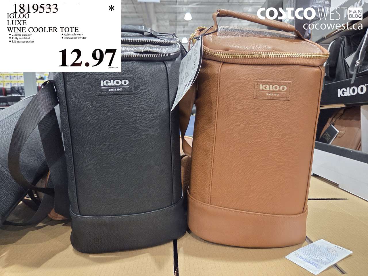 1819533 IGLOO LUXE WINE COOLER TOTE $12.97