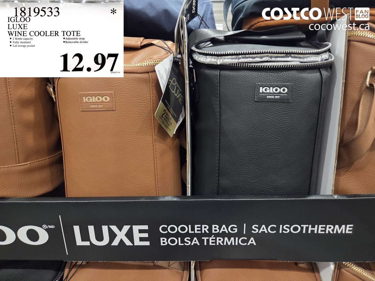 1819533 IGLOO LUXE WINE COOLER TOTE $12.97