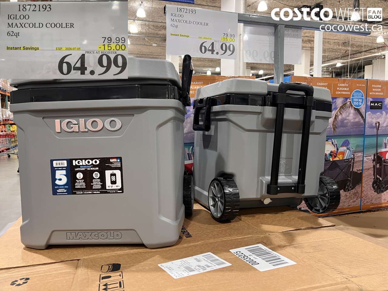 1872193 IGLOO MAXCOLD COOLER 62QT ($15.00 INSTANT SAVINGS EXPIRES ON 2026-07-05) $64.99