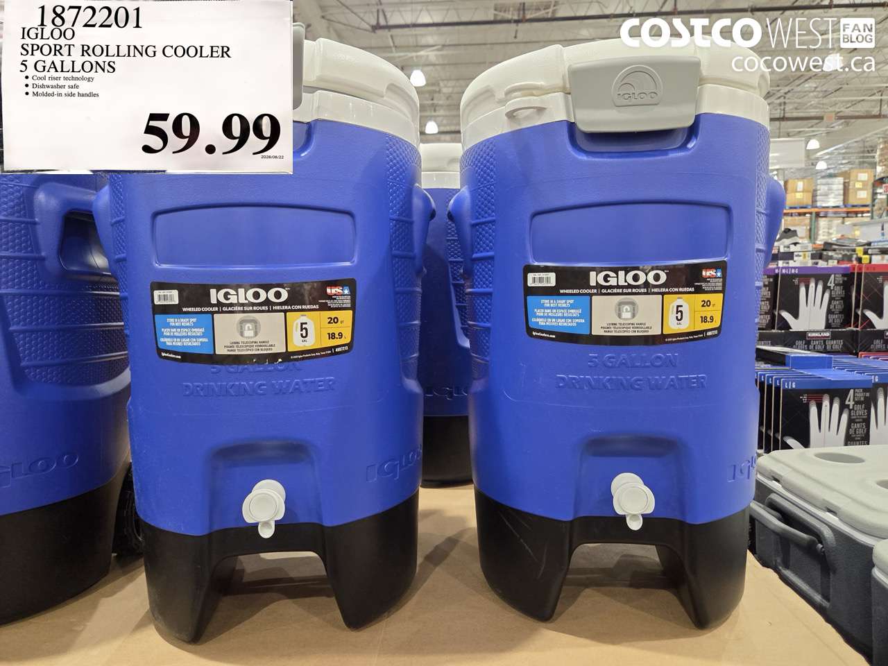1872201 IGLOO SPORT ROLLING COOLER 5 GALLONS $59.99