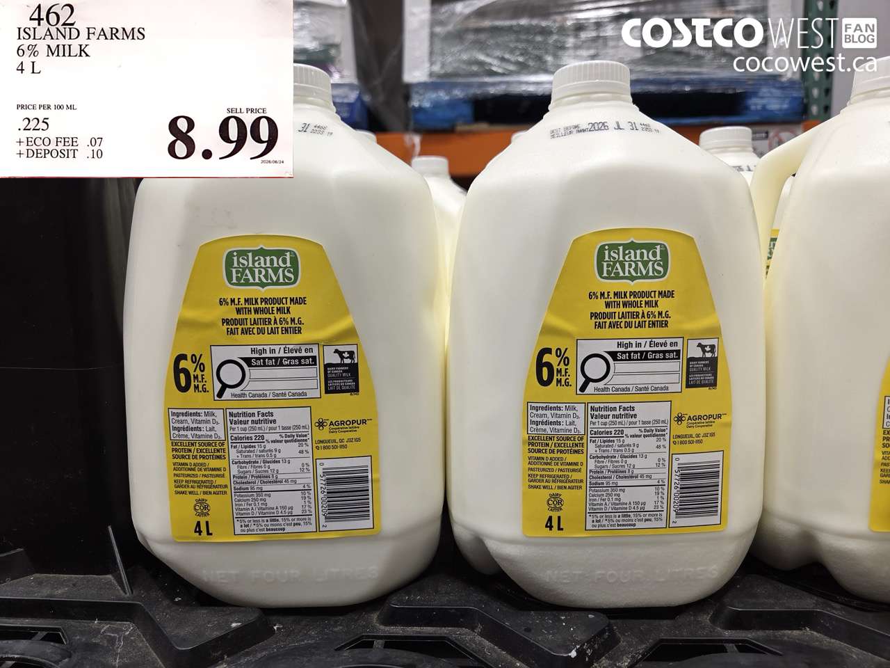 462 ISLAND FARMS 6% MILK 4 L $8.99