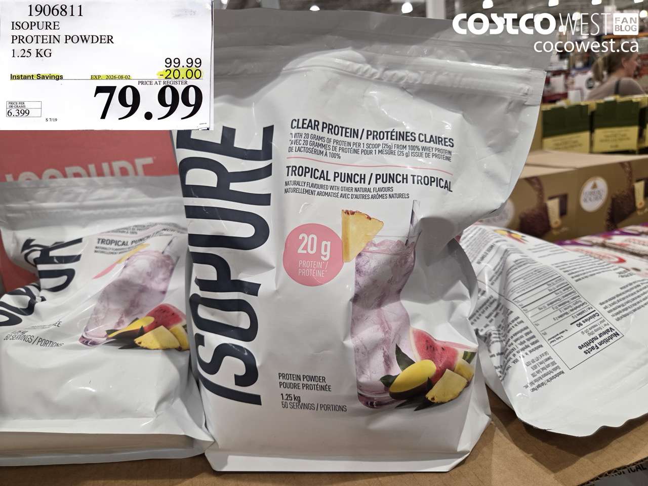 1906811 ISOPURE PROTEIN POWDER 1.25 KG ($20.00 INSTANT SAVINGS EXPIRES ON 2026-08-02) $79.99