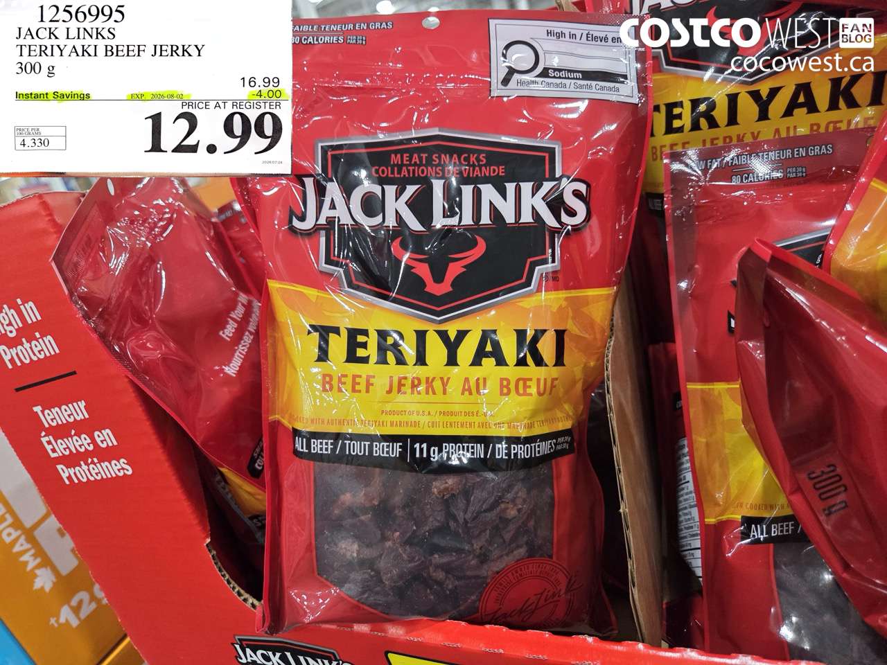 1256995 JACK LINKS TERIYAKI BEEF JERKY 300 G ($4.00 INSTANT SAVINGS EXPIRES ON 2026-08-02) $12.99