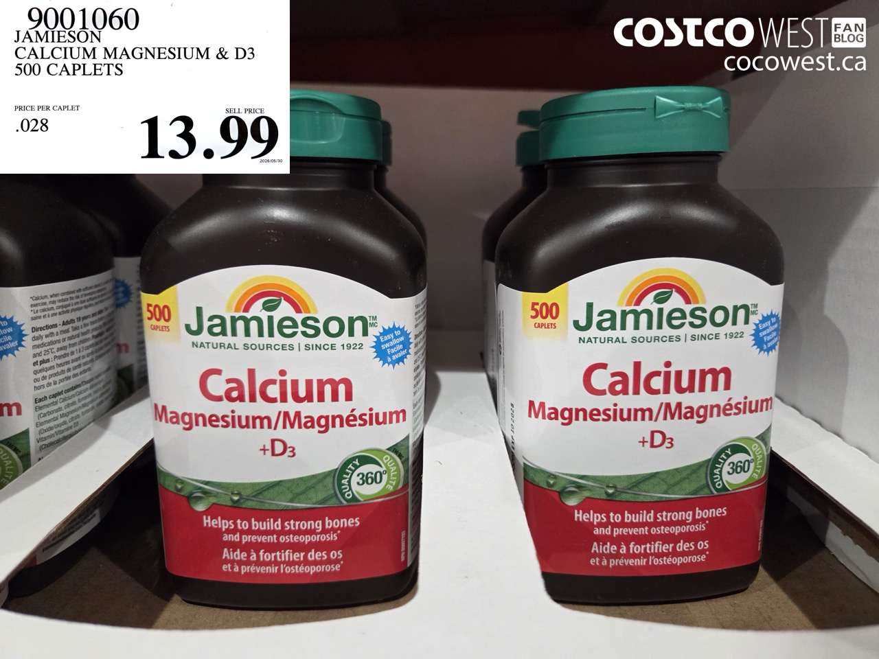 9001060 JAMIESON CALCIUM MAGNESIUM & D3 500 CAPLETS $13.99