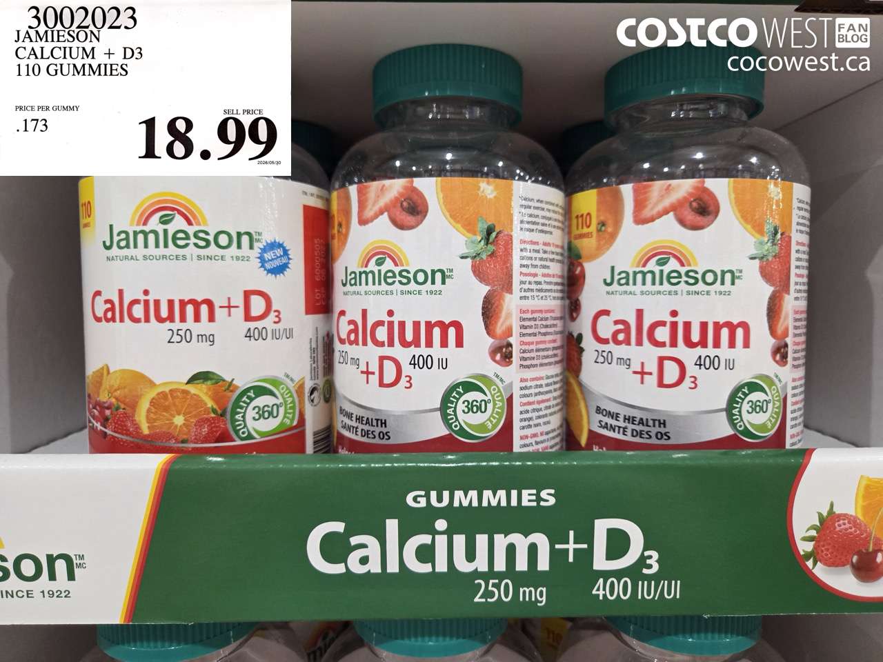 3002023 JAMIESON CALCIUM + D3 110 GUMMIES $18.99