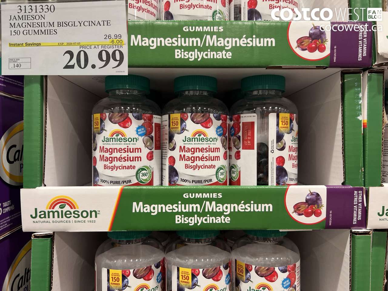 3131330 JAMIESON MAGNESIUM BISGLYCINATE 150 GUMMIES ($6.00 INSTANT SAVINGS EXPIRES ON 2026-07-05) $20.99