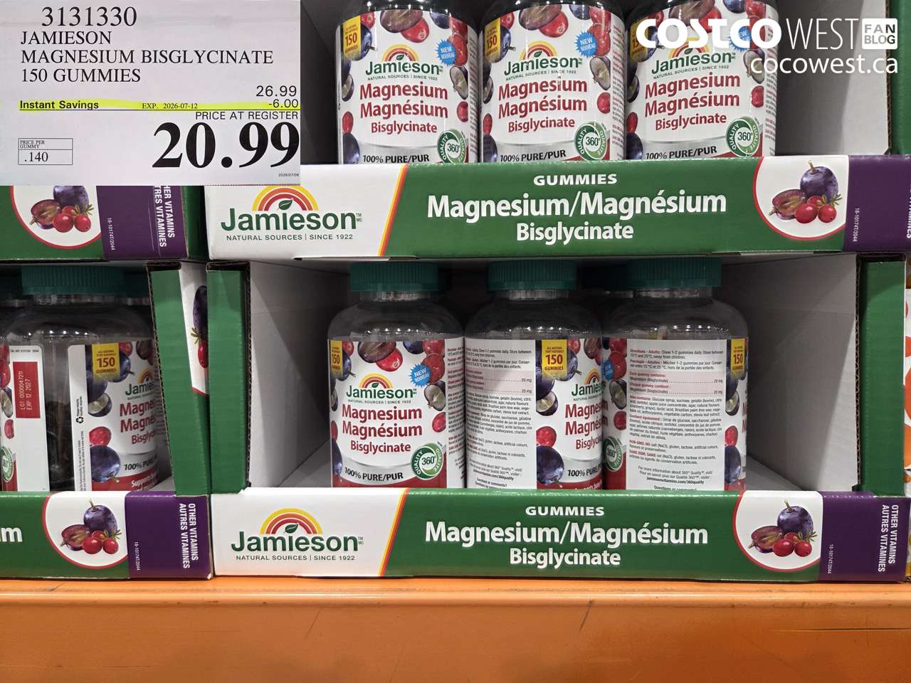 3131330 JAMIESON MAGNESIUM BISGLYCINATE 150 GUMMIES ($6.00 INSTANT SAVINGS EXPIRES ON 2026-07-12) $20.99