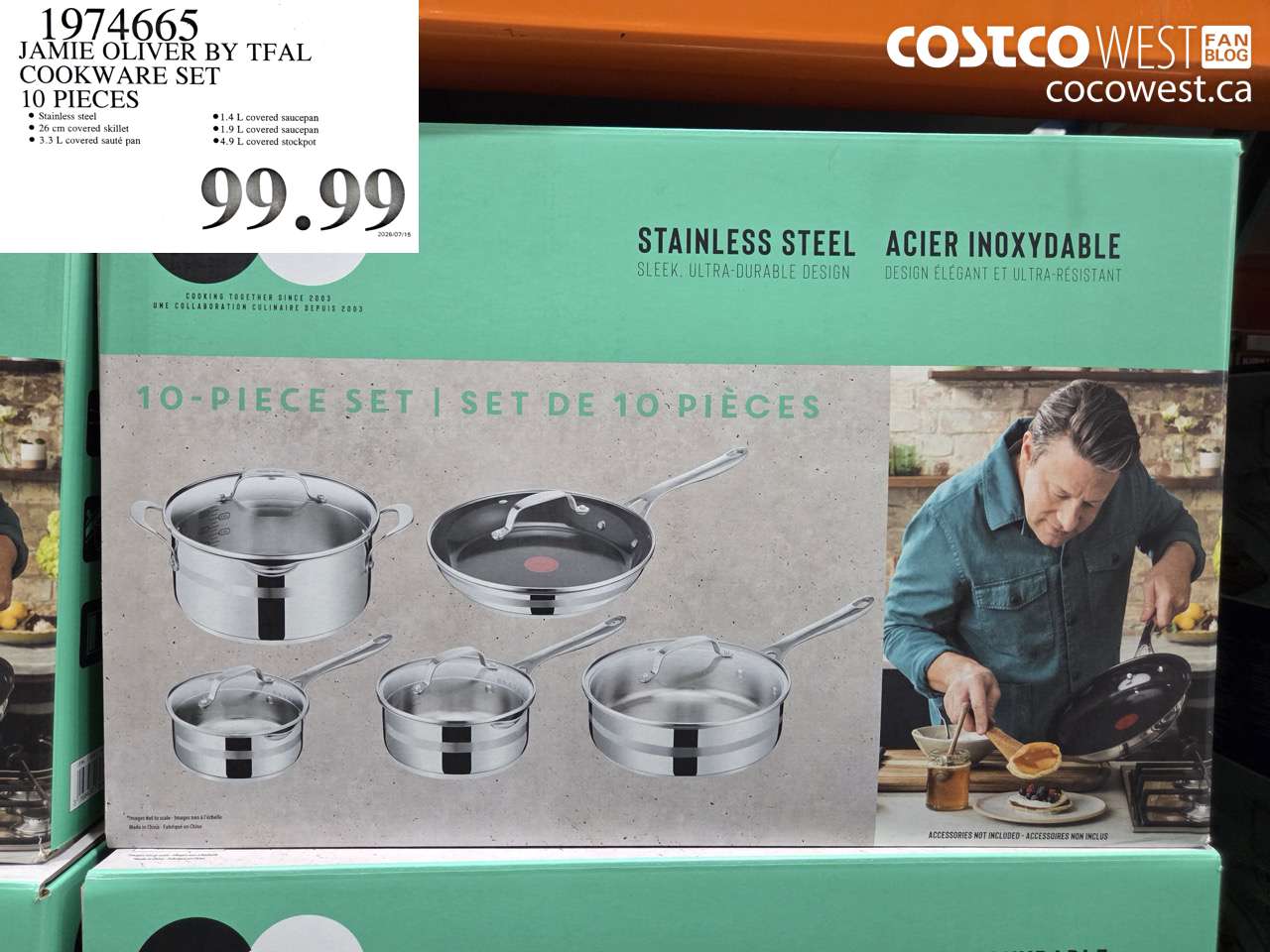 1974665 JAMIE OLIVER BY TFAL COOKWARE SET 10 PIECES $99.99