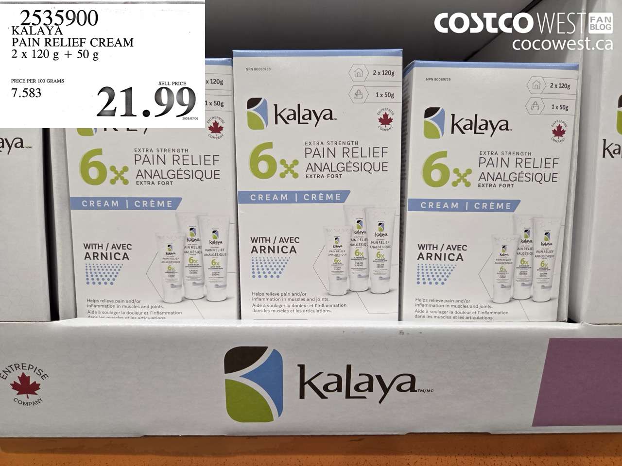 2535900 KALAYA PAIN RELIEF CREAM 2 X 120 G + 50 G $21.99