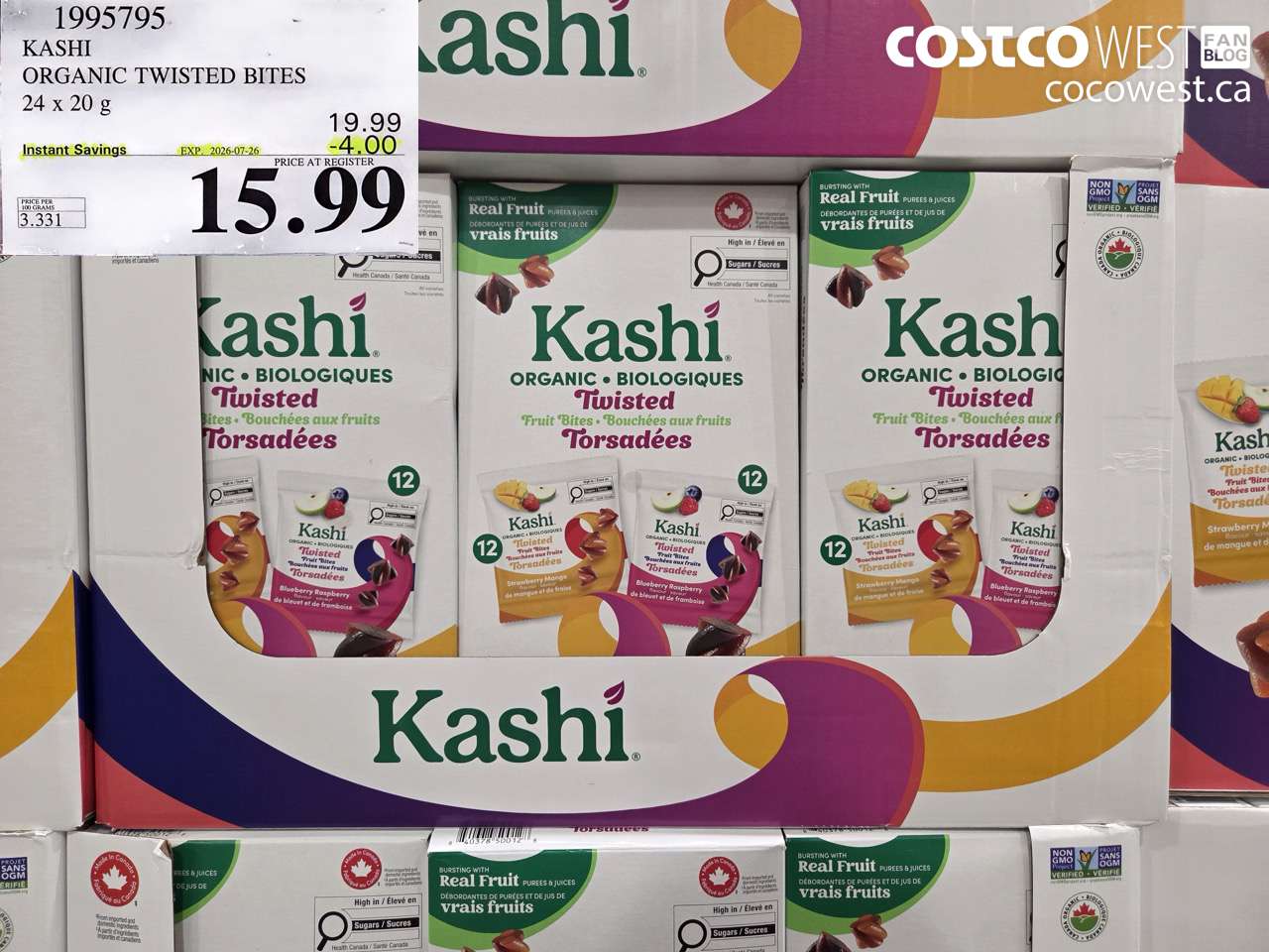 1995795 KASHI ORGANIC TWISTED BITES 24 X 20 G ($4.00 INSTANT SAVINGS EXPIRES ON 2026-07-26) $15.99