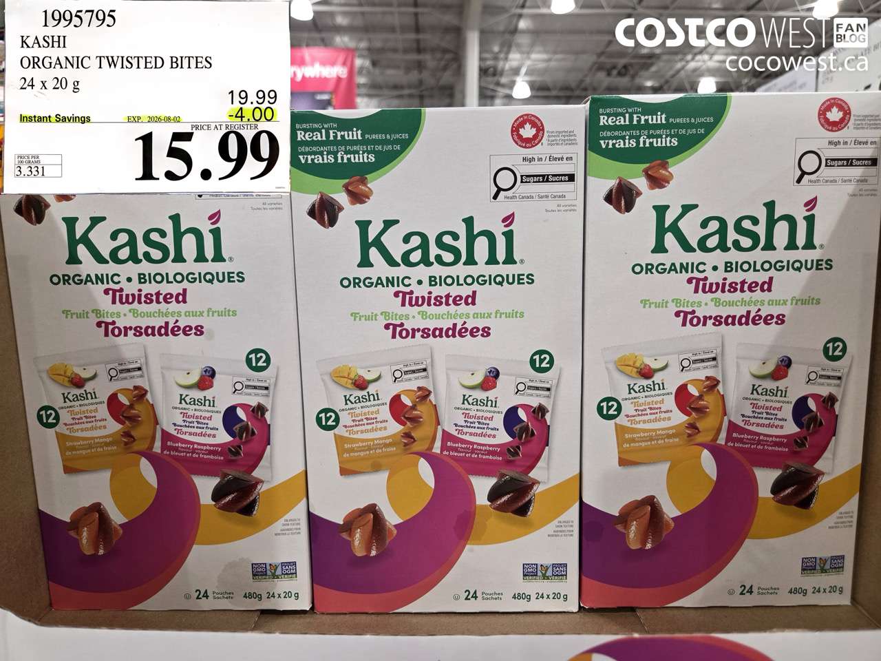 1995795 KASHI ORGANIC TWISTED BITES 24 X 20 G ($4.00 INSTANT SAVINGS EXPIRES ON 2026-08-02) $15.99