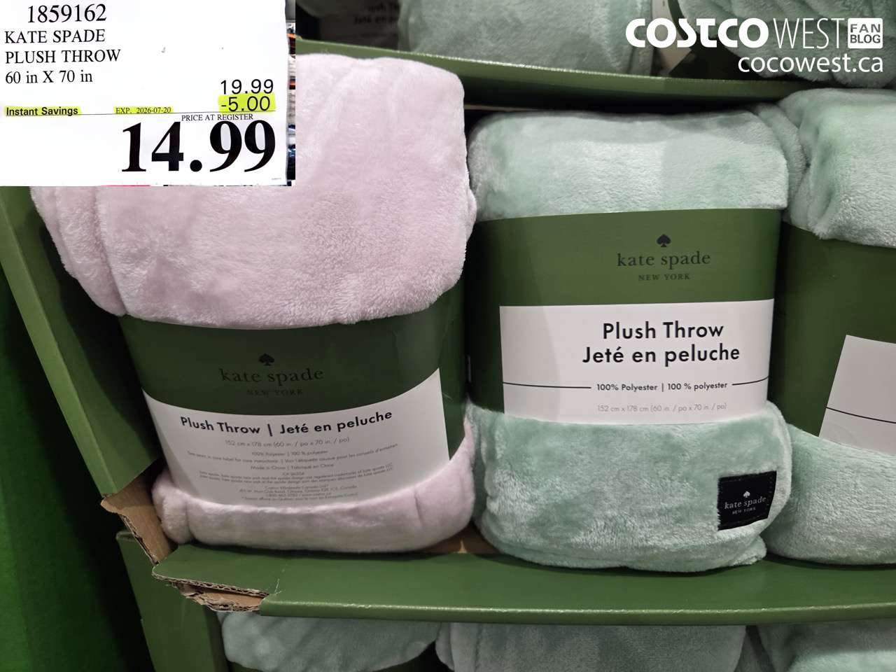 1859162 KATE SPADE PLUSH THROW 60 IN X 70 IN ($5.00 INSTANT SAVINGS EXPIRES ON 2026-07-20) $14.99