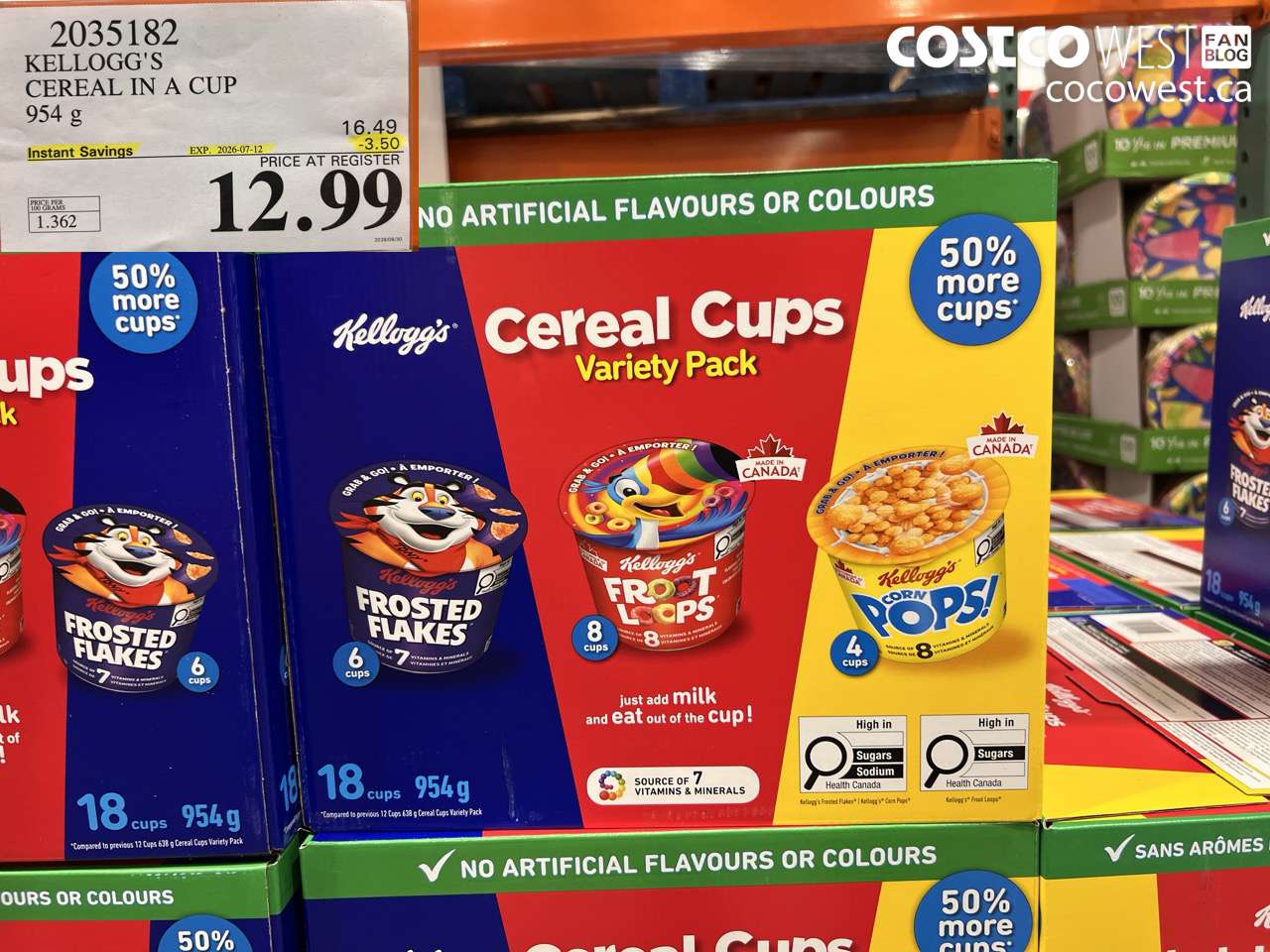 2035182 KELLOGG'S CEREAL IN A CUP 954 G ($3.50 INSTANT SAVINGS EXPIRES ON 2026-07-12) $12.99