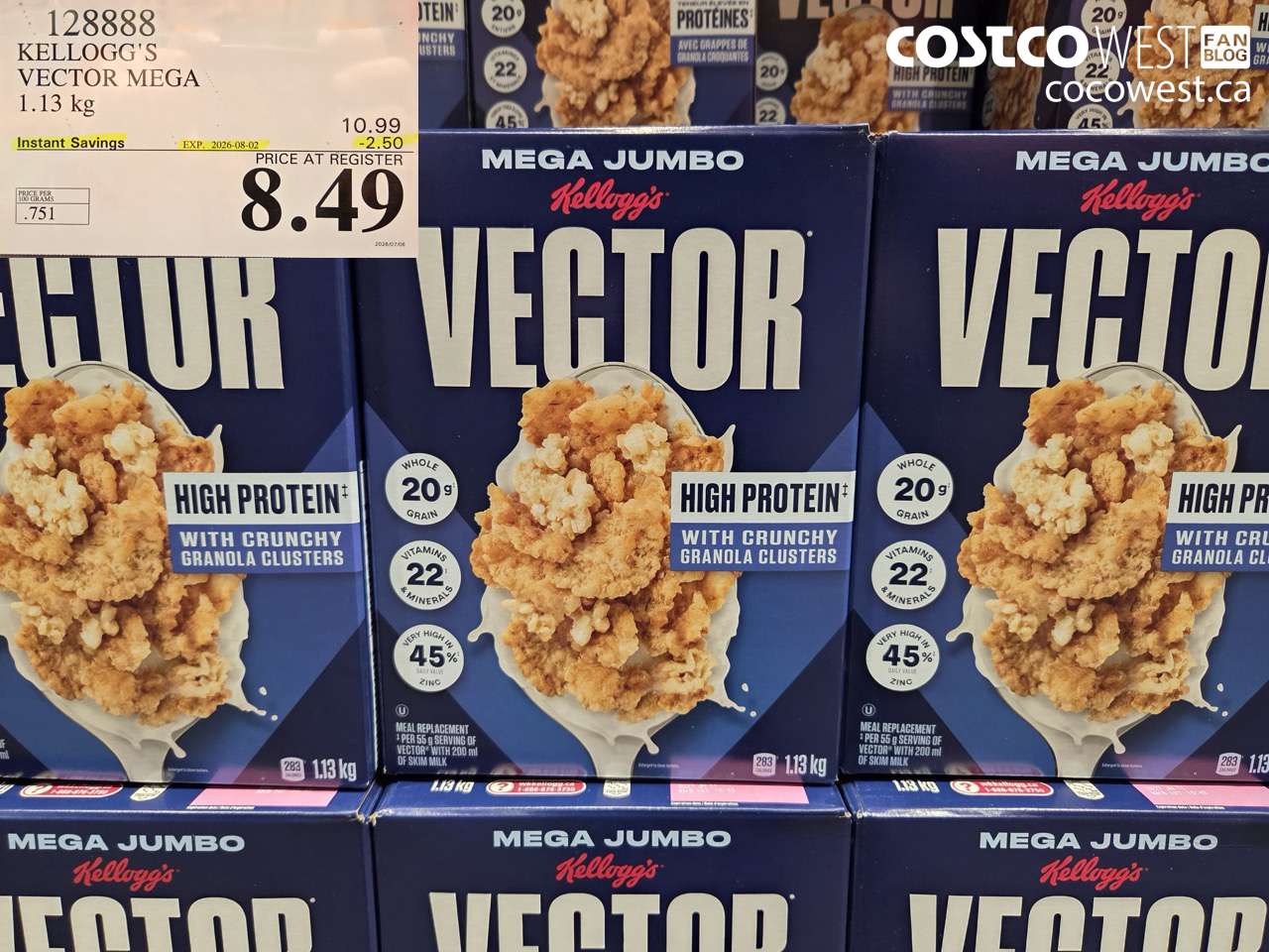 128888 KELLOGG'S VECTOR MEGA 1.13 KG ($2.50 INSTANT SAVINGS EXPIRES ON 2026-08-02) $8.49