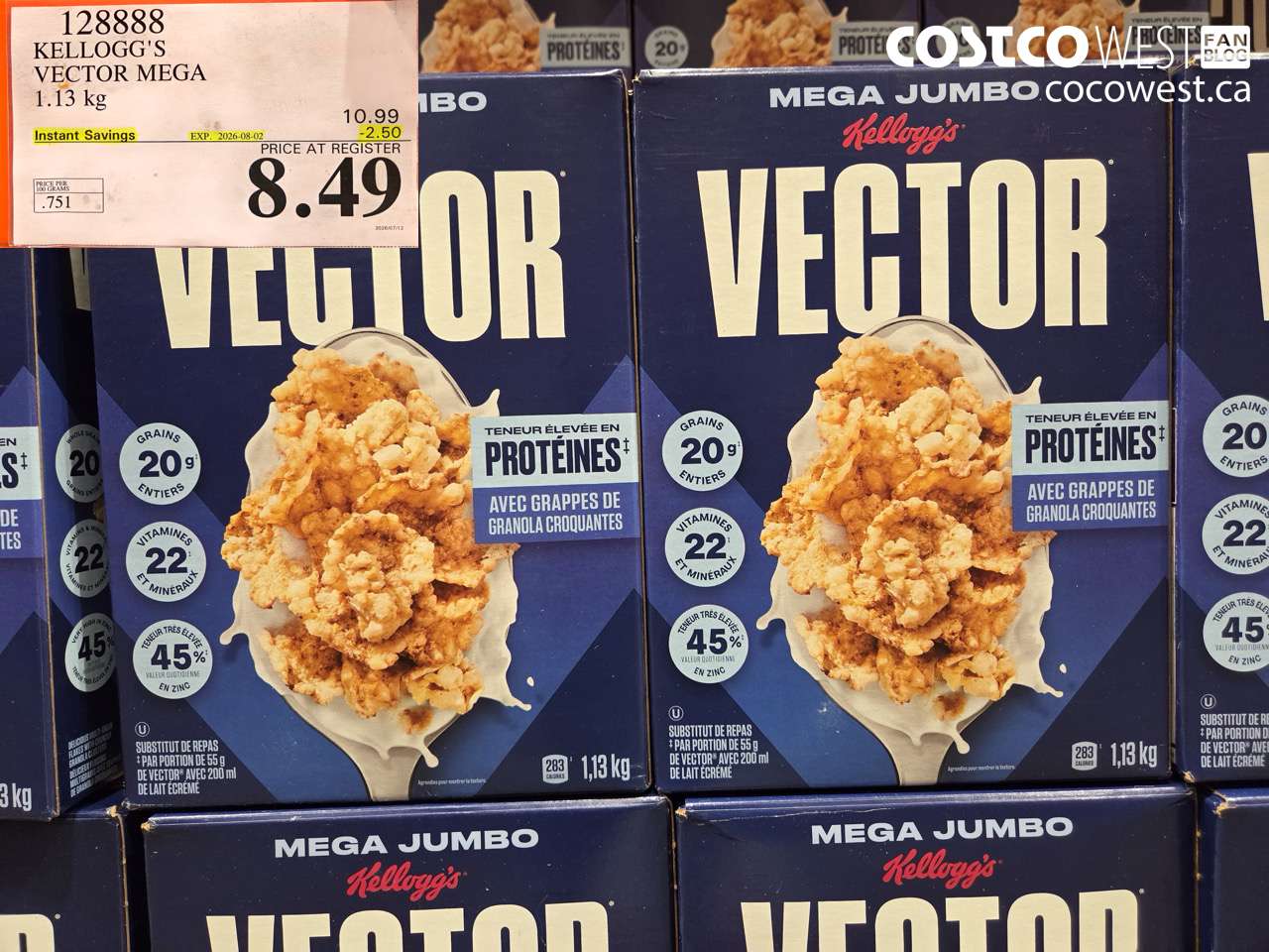 128888 KELLOGG'S VECTOR MEGA 1.13 KG ($2.50 INSTANT SAVINGS EXPIRES ON 2026-08-02) $8.49