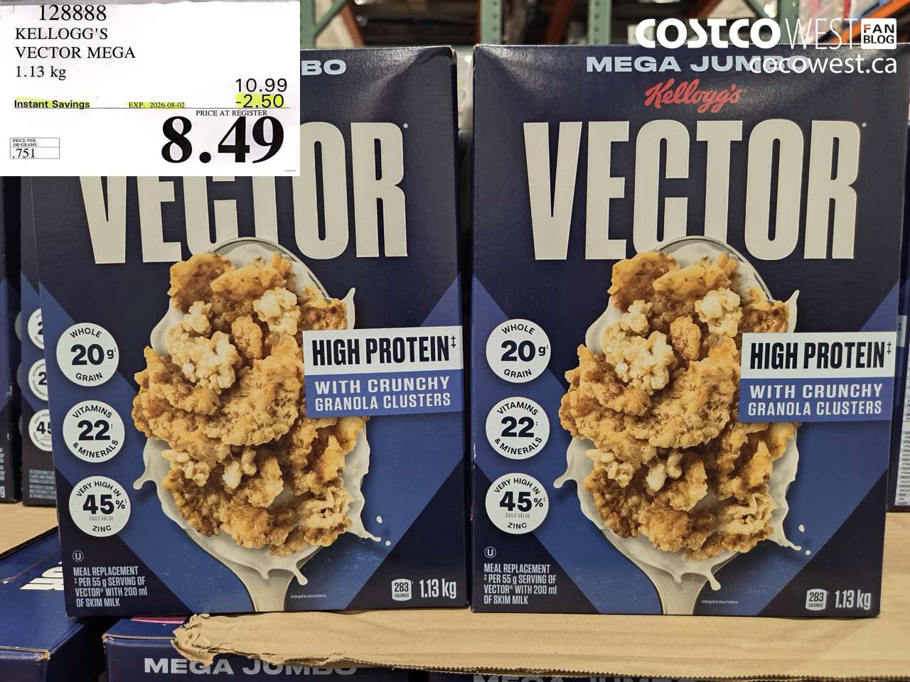 128888 KELLOGG'S VECTOR MEGA 1.13 KG ($2.50 INSTANT SAVINGS EXPIRES ON 2026-08-02) $8.49