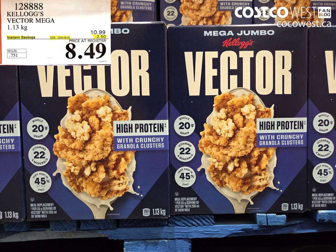 128888 KELLOGG'S VECTOR MEGA 1.13 KG ($2.50 INSTANT SAVINGS EXPIRES ON 2026-08-02) $8.49