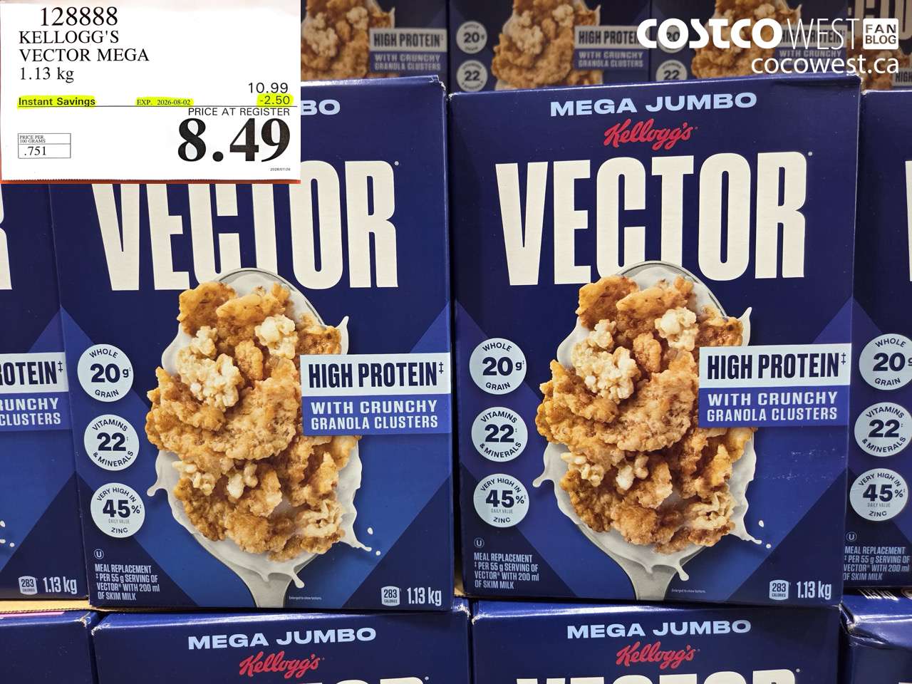 128888 KELLOGG'S VECTOR MEGA 1.13 KG ($2.50 INSTANT SAVINGS EXPIRES ON 2026-08-02) $8.49