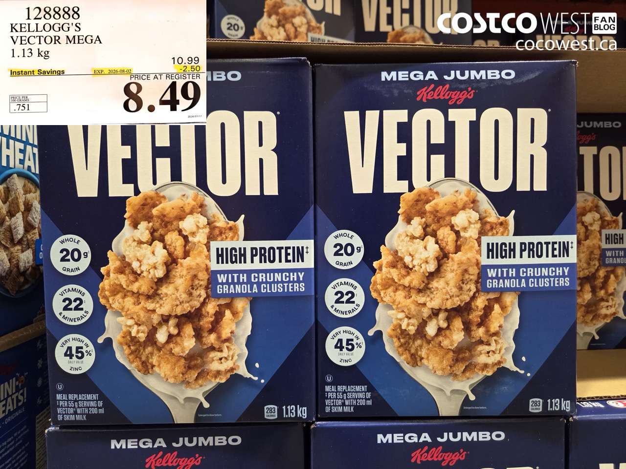 128888 KELLOGG'S VECTOR MEGA 1.13 KG ($2.50 INSTANT SAVINGS EXPIRES ON 2026-08-02) $8.49