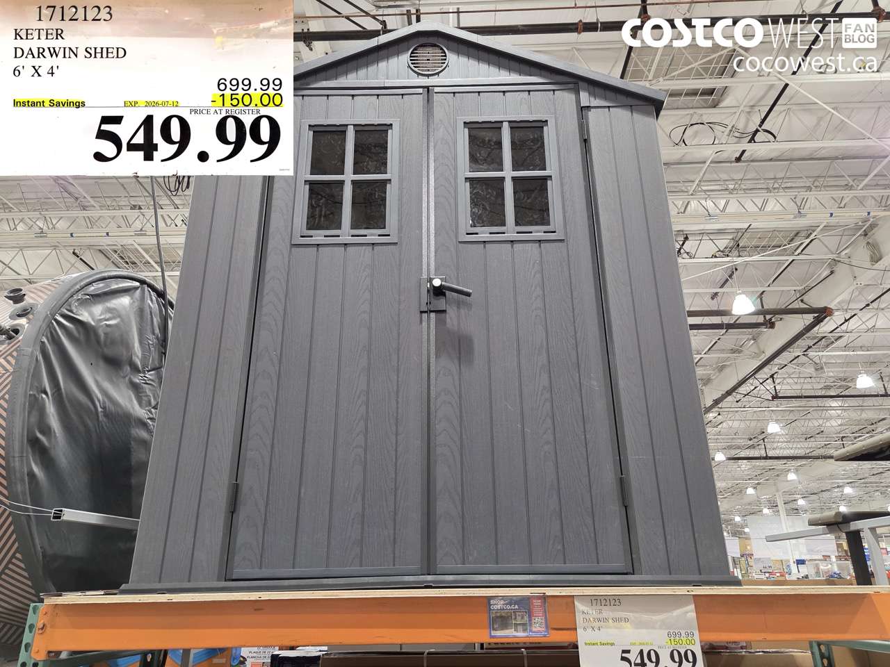 1712123 KETER DARWIN SHED 6' X 4' ($150.00 INSTANT SAVINGS EXPIRES ON 2026-07-12) $549.99