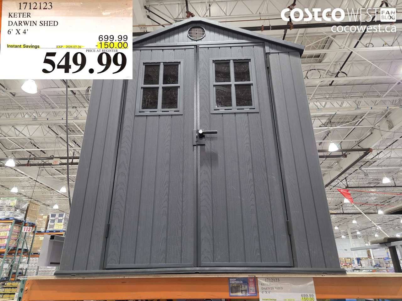 1712123 KETER DARWIN SHED 6' X 4' ($150.00 INSTANT SAVINGS EXPIRES ON 2026-07-26) $549.99