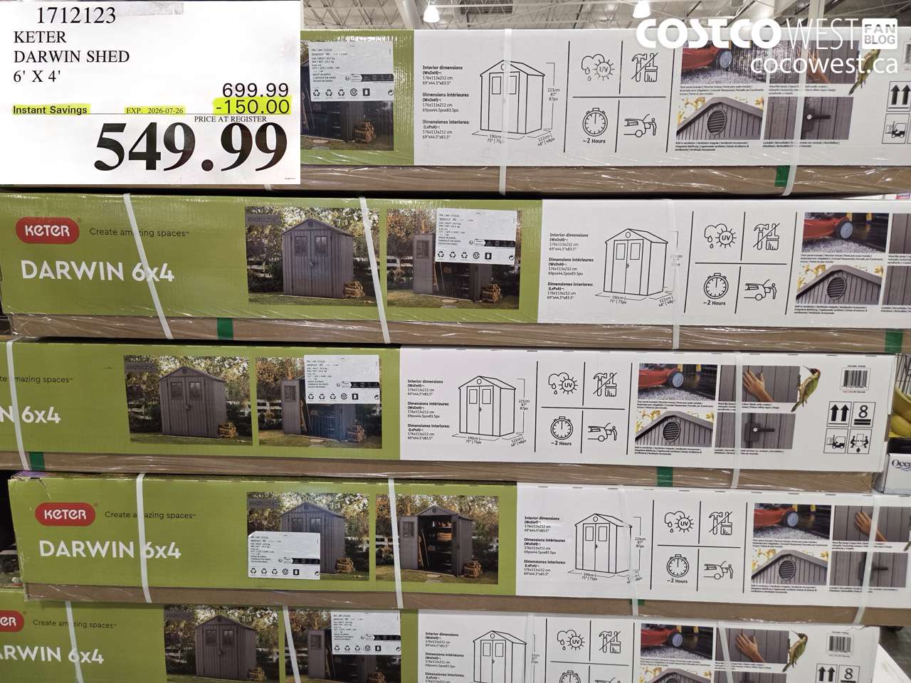 1712123 KETER DARWIN SHED 6' X 4' ($150.00 INSTANT SAVINGS EXPIRES ON 2026-07-26) $549.99