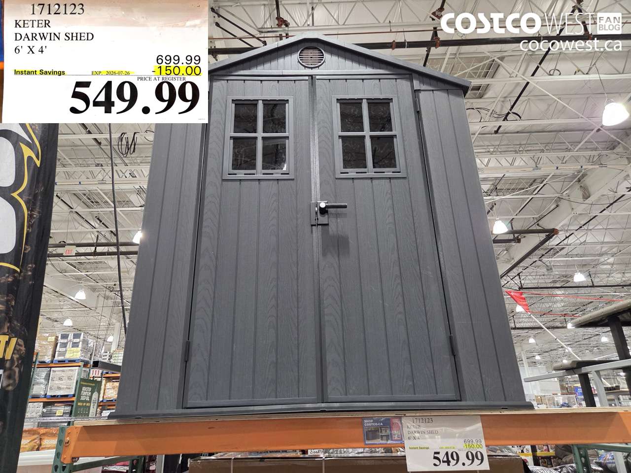 1712123 KETER DARWIN SHED 6' X 4' ($150.00 INSTANT SAVINGS EXPIRES ON 2026-07-26) $549.99