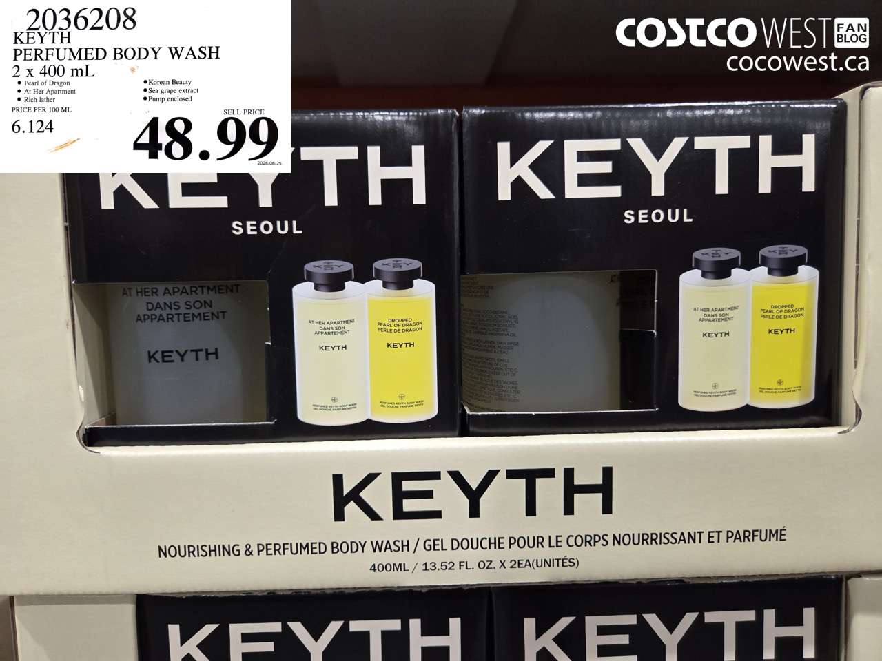 2036208 KEYTH PERFUMED BODY WASH 2 X 400 ML $48.99