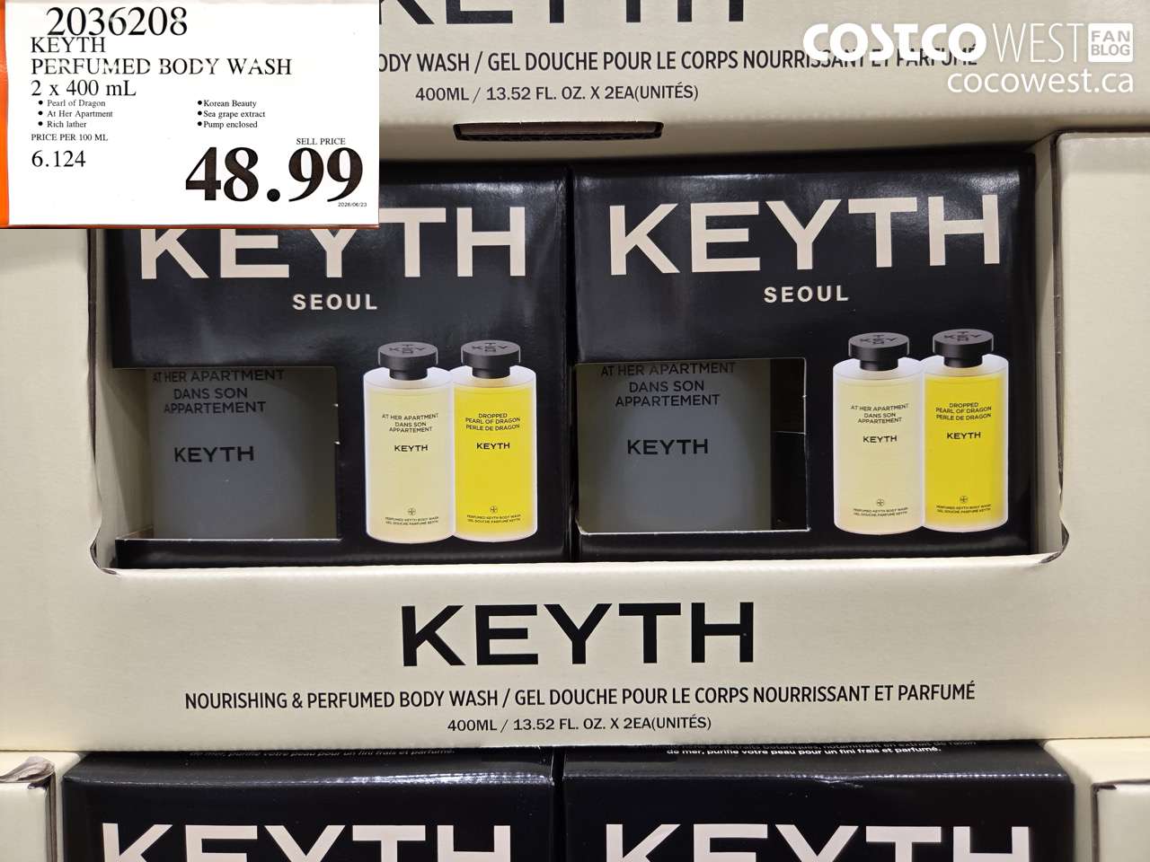 2036208 KEYTH PERFUMED BODY WASH 2 X 400 ML $48.99