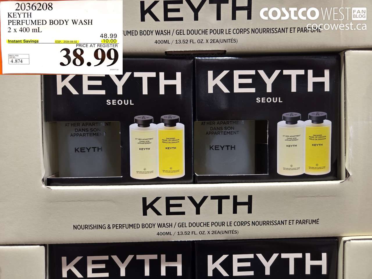 2036208 KEYTH PERFUMED BODY WASH 2 X 400 ML ($10.00 INSTANT SAVINGS EXPIRES ON 2026-08-02) $38.99