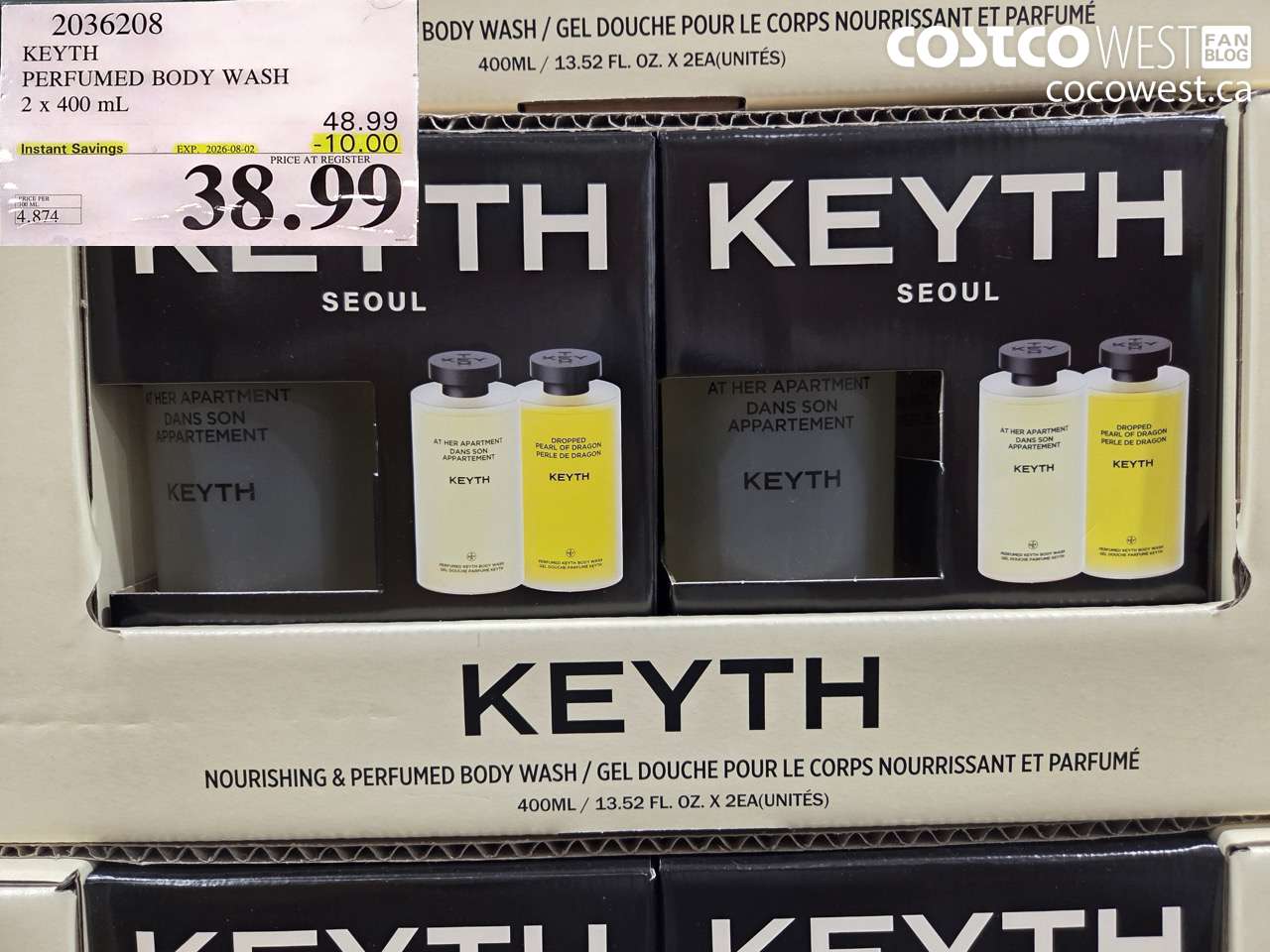 2036208 KEYTH PERFUMED BODY WASH 2 X 400 ML ($10.00 INSTANT SAVINGS EXPIRES ON 2026-08-02) $38.99