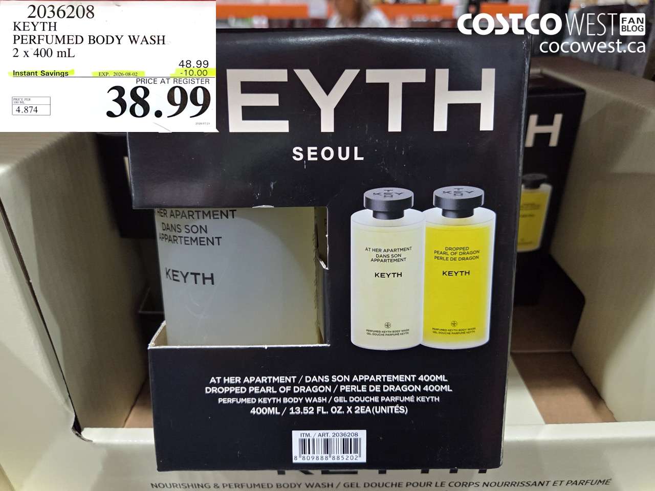 2036208 KEYTH PERFUMED BODY WASH 2 X 400 ML ($10.00 INSTANT SAVINGS EXPIRES ON 2026-08-02) $38.99
