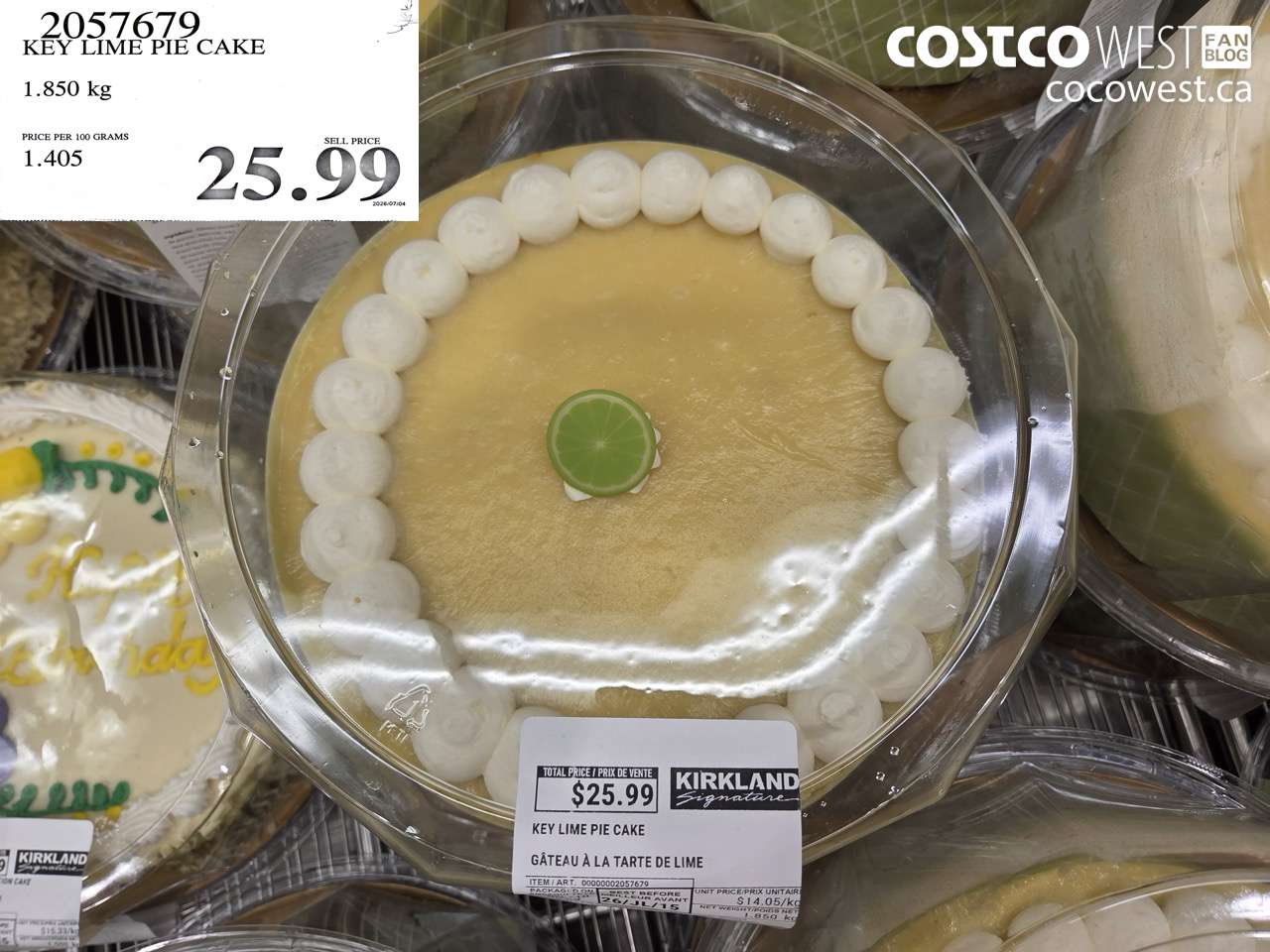 2057679 KEY LIME PIE CAKE 1.850 KG $25.99