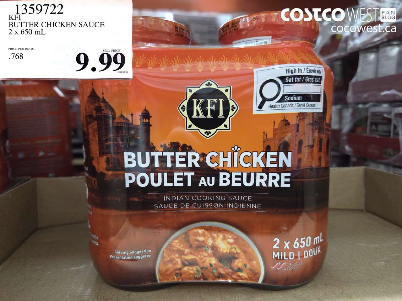 1359722 KFI BUTTER CHICKEN SAUCE 2 X 650 ML $9.99