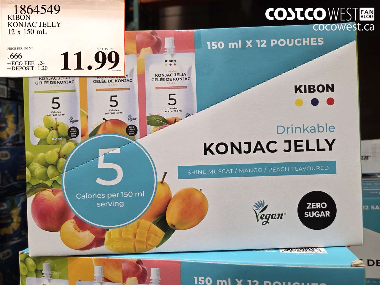 1864549 KIBON KONJAC JELLY 12 X 150 ML $11.99