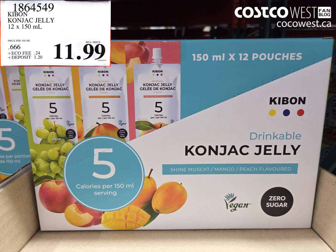 1864549 KIBON KONJAC JELLY 12 X 150 ML $11.99